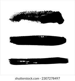 Set of black ink paint texture background.brush stroke design 
