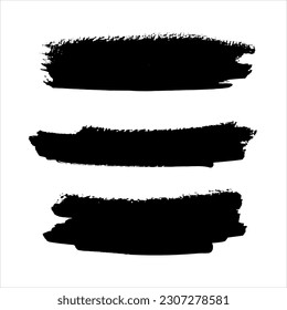 Set of black ink paint texture background.brush stroke design 