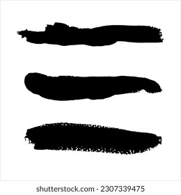 Set of black ink paint texture background.brush stroke design 