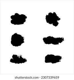 Set of black ink paint texture background.brush stroke design 