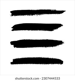 Set of black ink paint texture background.brush stroke design 