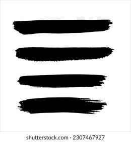Set of black ink paint texture background.brush stroke design 