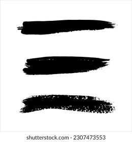 Set of black ink paint texture background.brush stroke design 