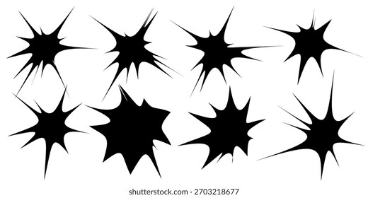 Conjunto de salpicaduras y gotas de tinta negra.  Gotas y salpicaduras. Estas salpicaduras versátiles son convenientes para el Diseño gráfico, el Diseño web, la publicidad, los fondos abstractos, los efectos creativos y más.