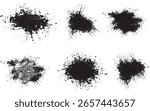 a set of black ink splatters on a white background, black ink splashes, Black grunge ink splatter vector illustration