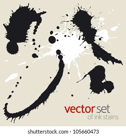 Set of black ink stains