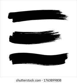 set of black ink stroke vector illustration.