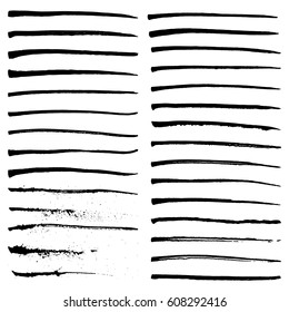 Set of black ink strokes, vector illustration