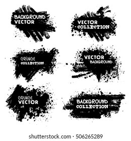 Conjunto de fondos de grunge vectorial de tinta negra