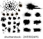 Set of Black ink vector stains
