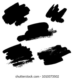 Set of Black ink vector stains brush