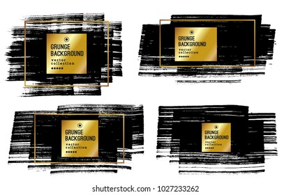 Set of Black ink vector stains