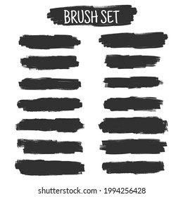 Set of Black ink vector stains grunge brushes.
