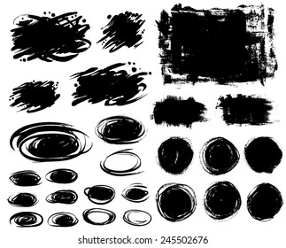 Set of Black ink vector stains