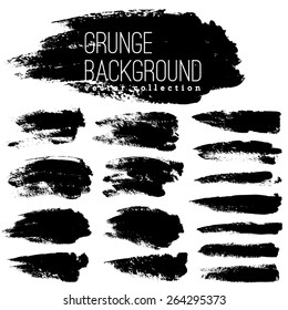 Set of Black ink vector stains