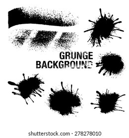 Set of Black ink vector stains