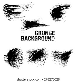 Set of Black ink vector stains