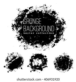 Set of Black ink vector stains