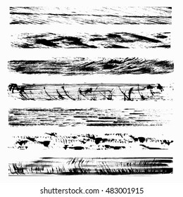 Set of Black ink vector stains