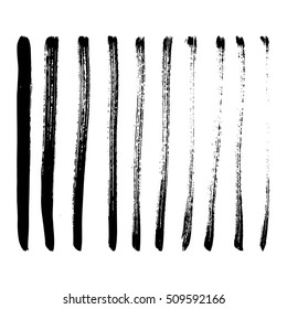 Set of Black ink vector stains. Grunge artistic brush strokes, design elements.