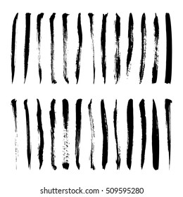 Set of Black ink vector stains. Grunge artistic brush strokes, design elements.