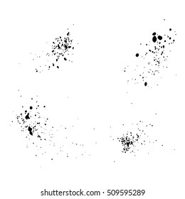 Set of Black ink vector stains. Grunge artistic brush strokes, design elements.