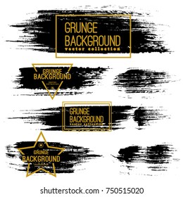 Set of Black ink vector stains