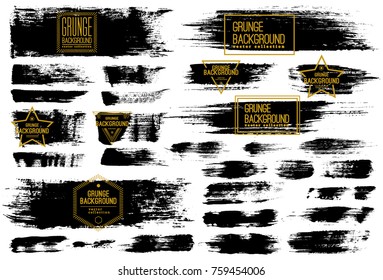 Set of Black ink vector stains