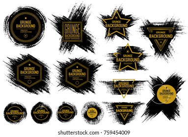 Set of Black ink vector stains