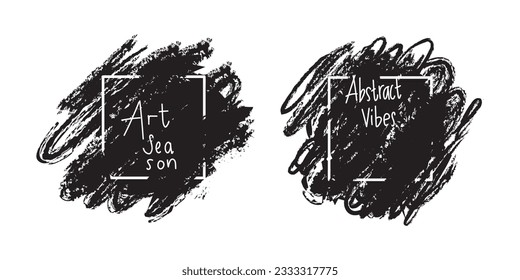 Set of black inky patch background illustration template. Isolated on white.