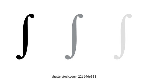 Set of black integral symbol in mathematics. Vector illustration isolated on white background.