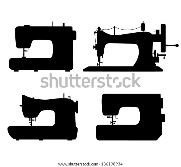 Set Black Isolated Contour Silhouettes Sewing Stock Vector Royalty Free 136198934 