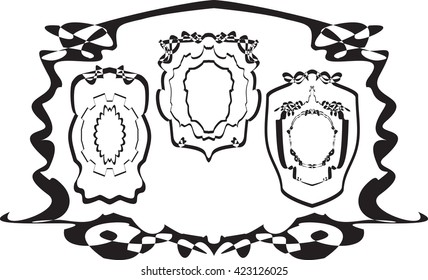 Set of black isolated frames.