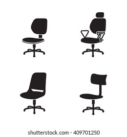 Set of black isolated icons on a theme office chair