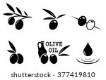 set of black isolated olive icons on white background