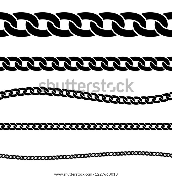 Set Black Isolated Silhouette Chains On Stock Vector (Royalty Free ...