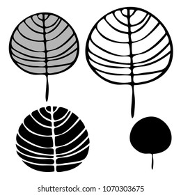 Set of black isolated trees. Can be used for stickers, banners, posts, tatoos