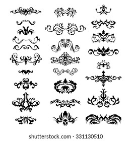 set of black isolated vector decorative elements for your design