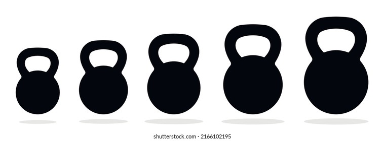 Set black kettlebell on a white background.