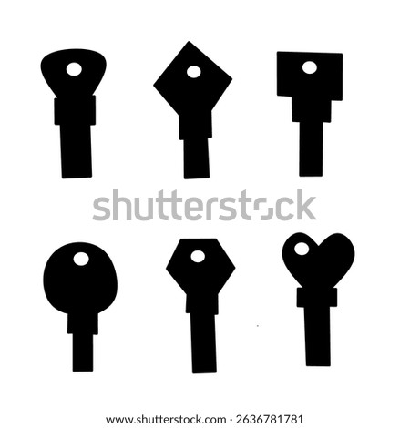 Set of black key silhouette icons