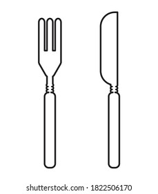 set of black knife and fork icon on white background