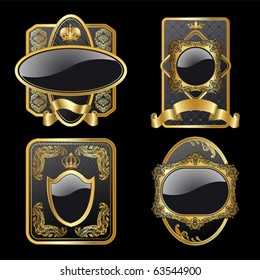 Set from black labels with gold frame