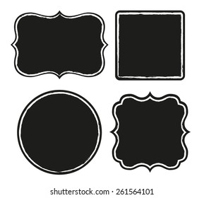 Set of black labels with rough border