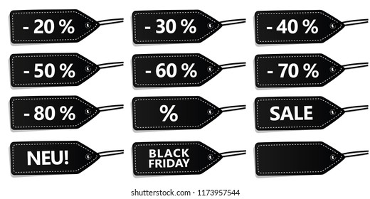 Set of black labels for sale vector illustration EPS10