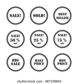 set black labels and stickers