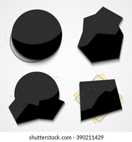 Set of black labels for store sales . Stylish labels realistic action . Black Friday. Sticker sale. Quality mark with realistic shadows and reflections.