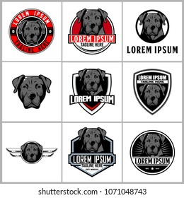 set of black labrador dog head emblem vector logo template