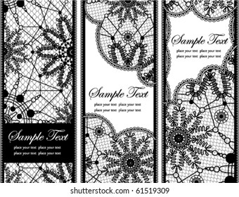 Set of black lace banners