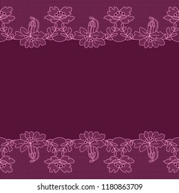 Set of black lace borders isolated on white