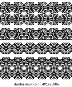 Set of black lace isolated on white